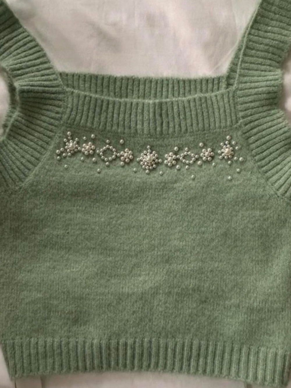 Zara mint vest with pearls